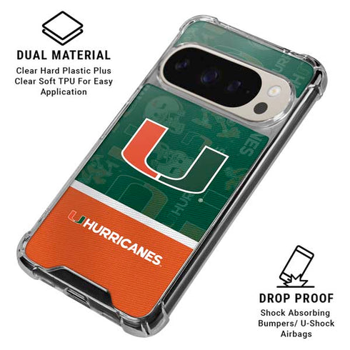 University of Miami U Hurricanes Google Pixel 9/9 Pro Clear Case